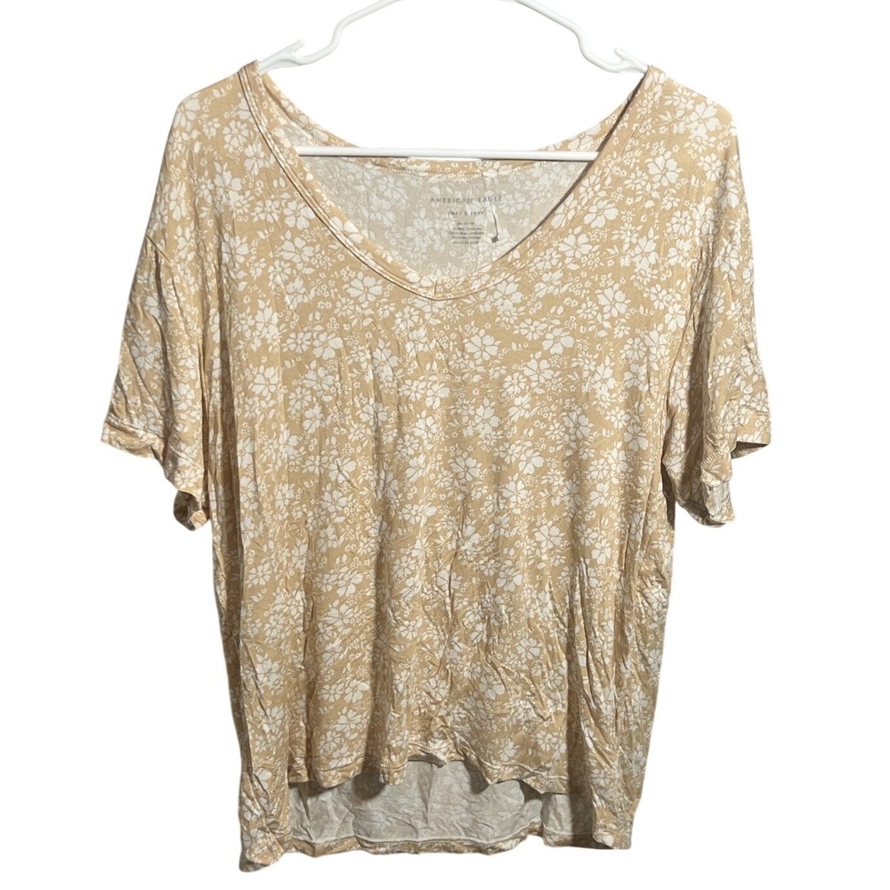 American Eagle Outfitters Women's Soft & Sexy Floral V-Neck T-Shirt Top Size M